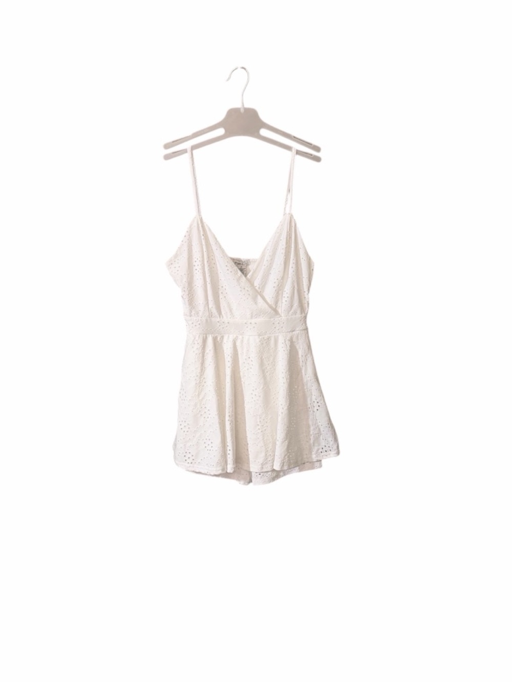 Rue21 White‎ Eyelet Lace Surplice Romper